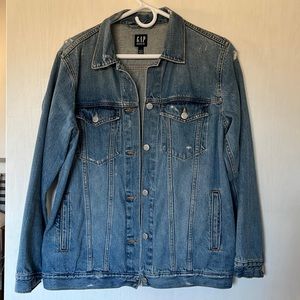 GAP Oversized Distressed Denim Jacket